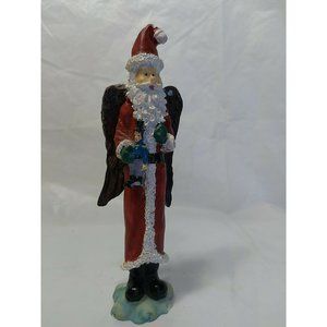 Tall Slim Father Christmas Santa Holding Nutcracker Figurine 6 inches
